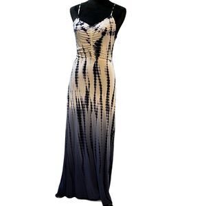 Xhilaration Blue White Tie Dye Maxi Dress Size XS Adjustable Strap Rayon Spandex